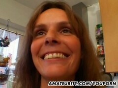 Hot amateur Milf gets fucked in her kitchen Thumb