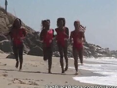 Black Lifeguard Babe Strips And Sucks Cock Thumb