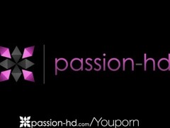 HD - Passion-HD Teens take turns tag teaming a huge cock Thumb