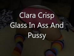 Chubby BBW glass in ass and pussy, moaning and and cumming in socks Thumb