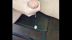 Guy dripping cum on chair Thumb