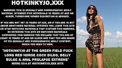 Hotkinkyjo at the green field fuck long red horse cock dildo, belly bulge &amp_ anal prolapse extreme Thumb