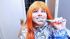 ⋆˚˖&deg_ᰔᩚ Redhead brushes her teeth ˚ ༘ ೀ⋆｡˚ Thumb