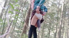 Japanese crossdresser play dildo in forest Thumb