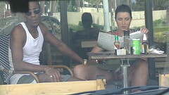 Cheating Wife #4 Part 3 - Hubby films me outside a cafe Upskirt Flashing and having an Interracial affair with a Black Man!!! Thumb