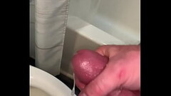 Hubby Solo Slow Motion Cumshot in Dirty Bathroom Thumb