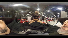 Dancer gives me lap dance on Bed at EXXXotica NJ 2021 in 360 degree VR Thumb