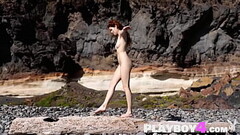 Amazing redhead big ass model Heidi Romanova posed outdoor totally naked Thumb