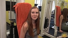 HUNT4K. Magnificent chick gives trimmed vagina for cash in the gym Thumb