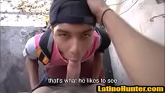 Straight Teen and Hairy Latino Trade blowjobs outdoors- Latinohunter.com Thumb