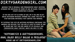 Hotkinkyjo &amp_ Dirtygardengirl anal dildo belly bulge &amp_ prolapse Thumb